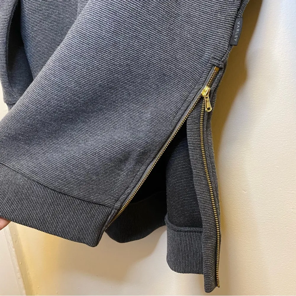 VARLEY Albret Long Sleeve Side Zipper Mini Dress Charcoal Marl Gray Sz Small - Image 11