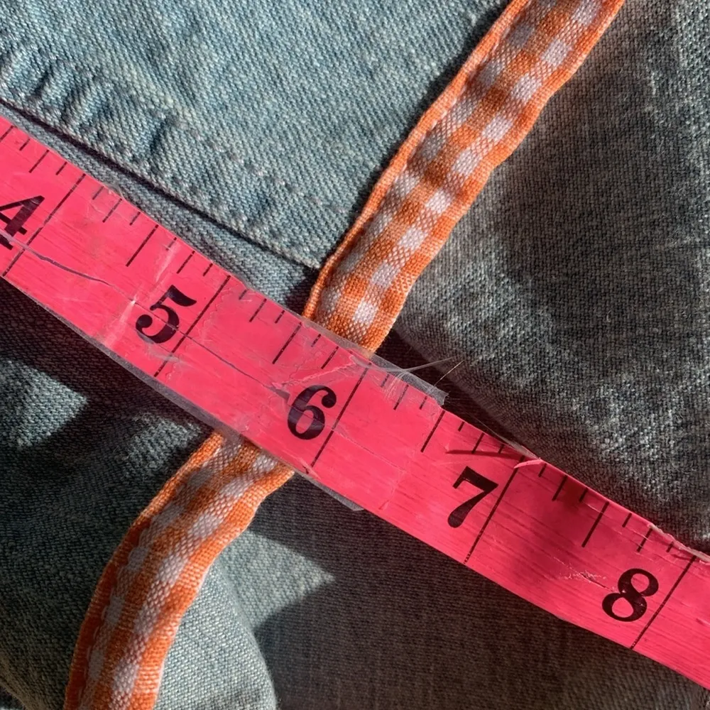 Vintage Christopher & Banks Orange Gingham Trim Jean Shorts Size 4 - Image 9