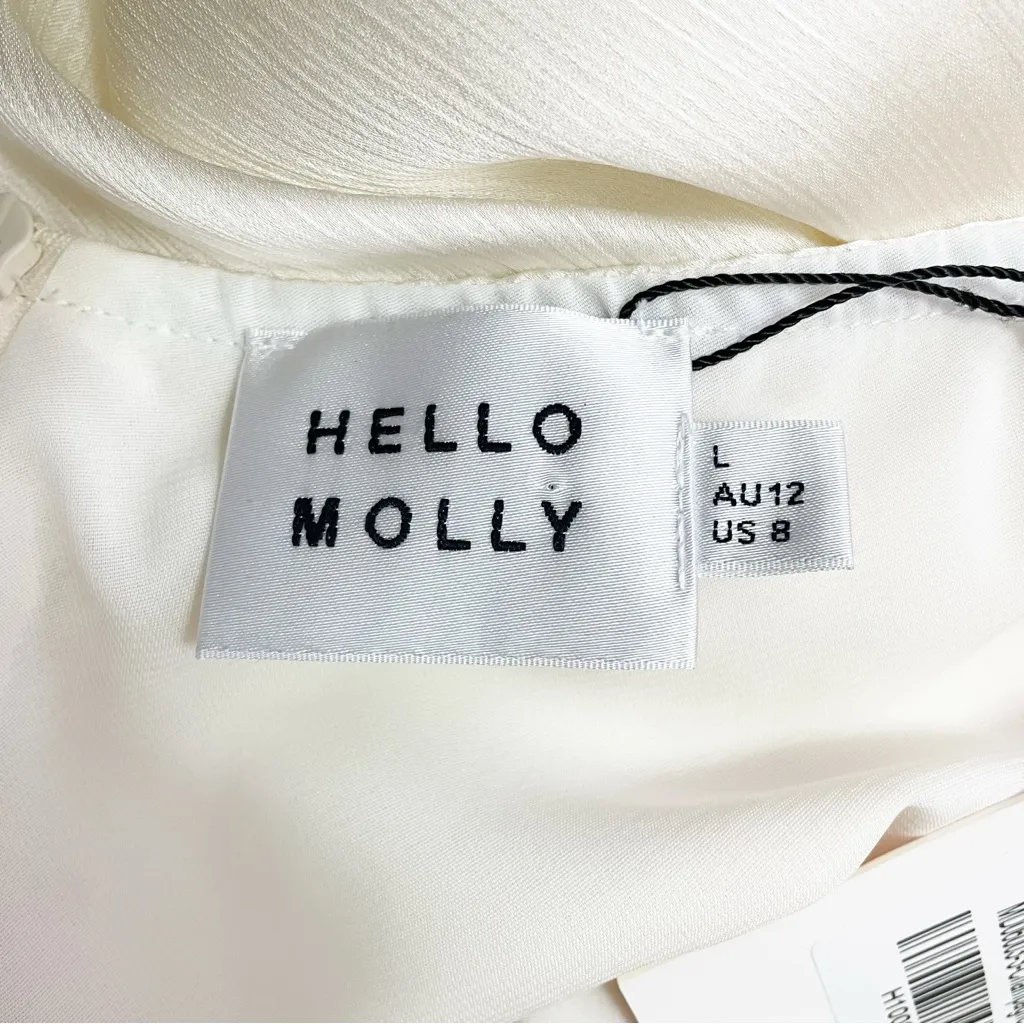 NWT Hello Molly Lava Lamp Satin Mini Dress Champagne Long Sleeve Size Large US 8 - Image 12