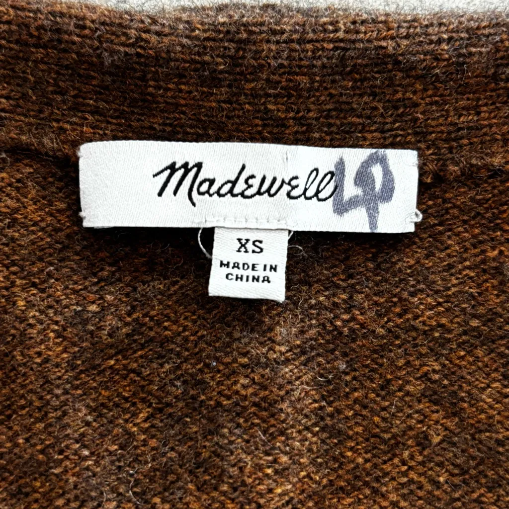 Madewell Womens Cardigan Medium Buttons Vneck Wool Blend Soft Stretch Sweater XS - Image 4