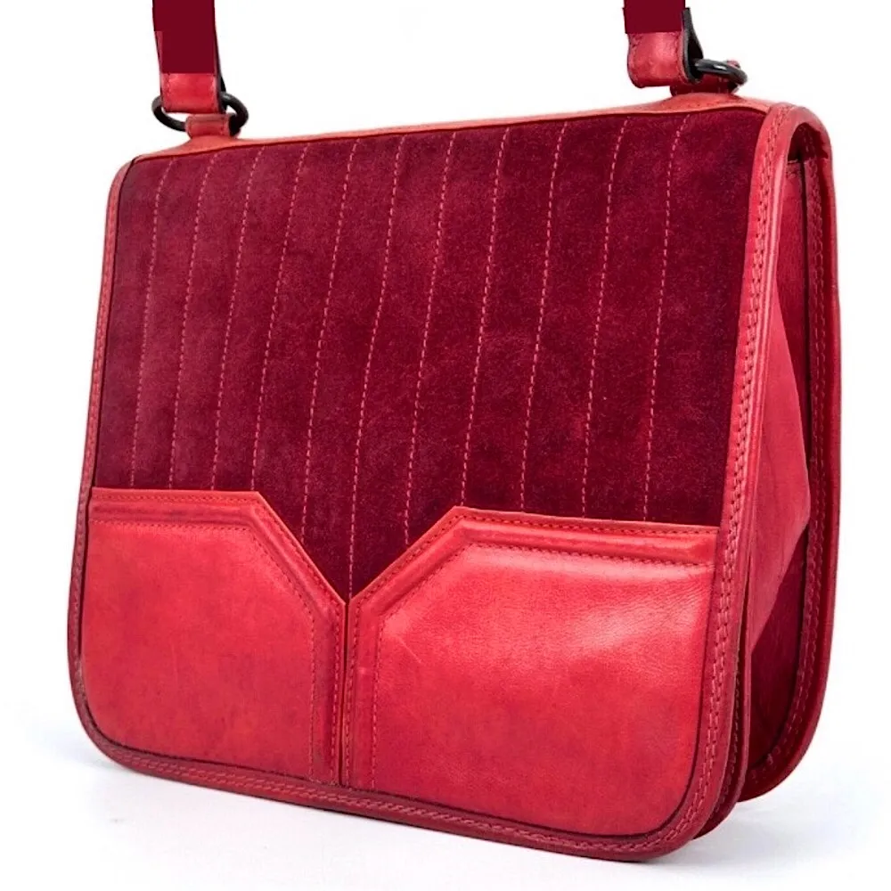 YSL YVES SAINT LAURENT Leather & Suede Art Deco Front Flap Messenger Bag COA - Image 6