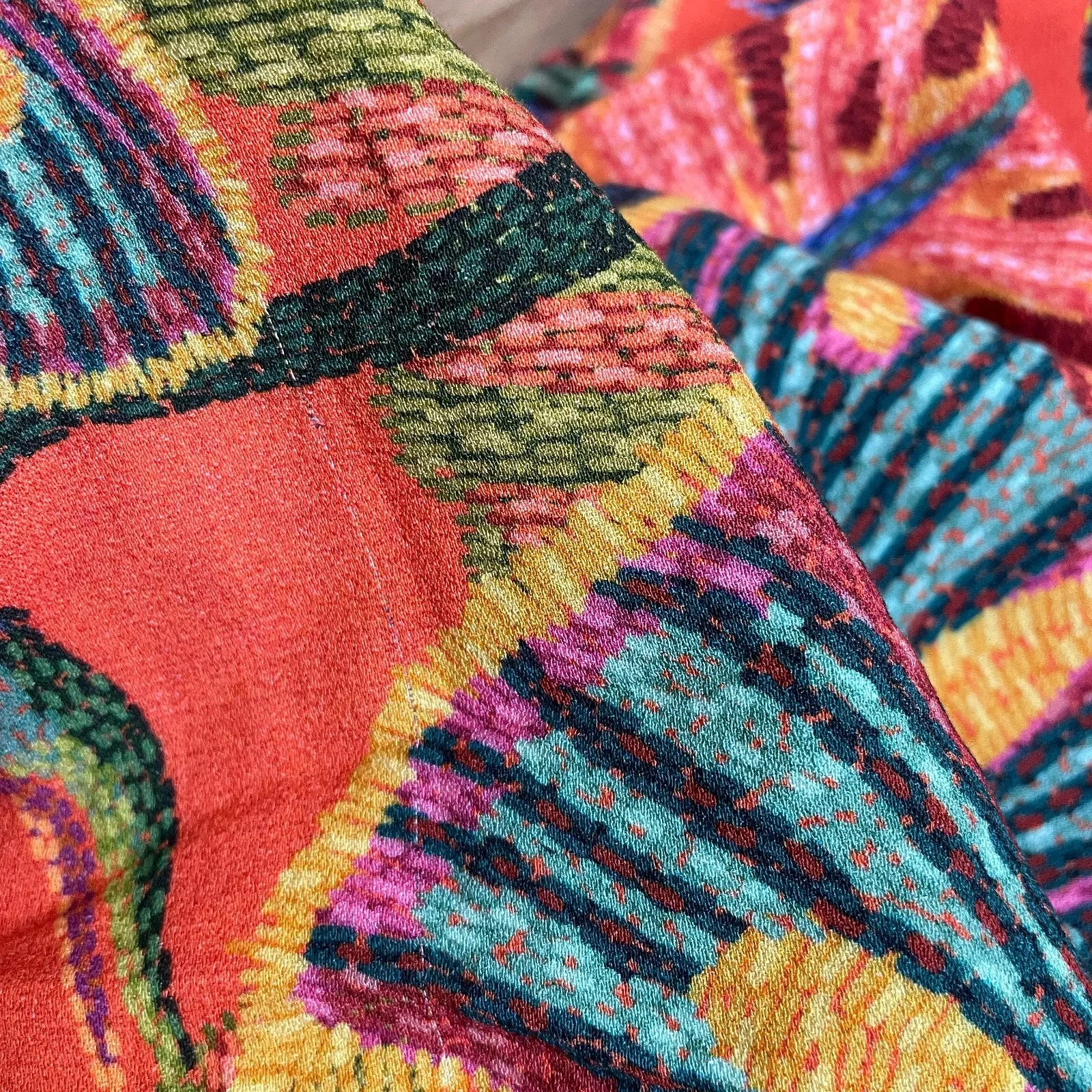 Farm Rio Birdie Wide Leg Pants Womens Medium Orange Tropical Birds Relaxed - Image 11