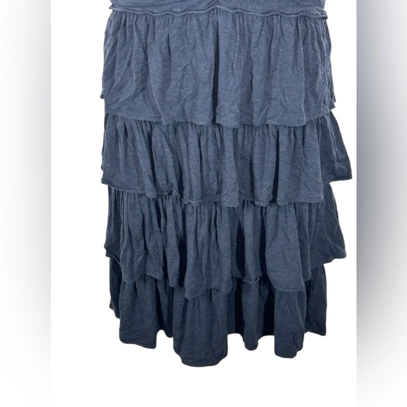 J.Crew Tiered Mini Tank Dress Black Blue Grey Stretch Summer Size L - Image 5