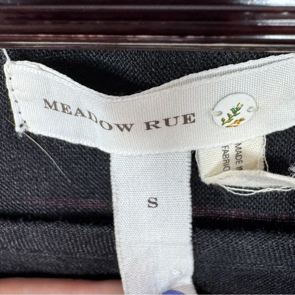 Anthropologie Meadow‎ Rue Olathe Tiered Fringe Hem Linen Boxy Shirt Black Small - Image 9