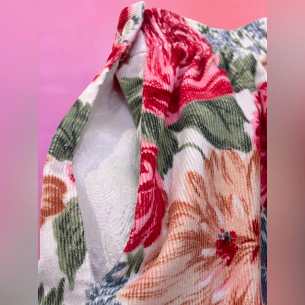 Vintage 1980s Russ Corduroy Light Pink Floral A - Image 7