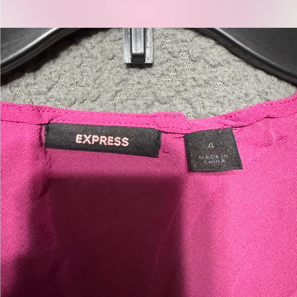Express Magenta Lace Trim Blouse - Image 3