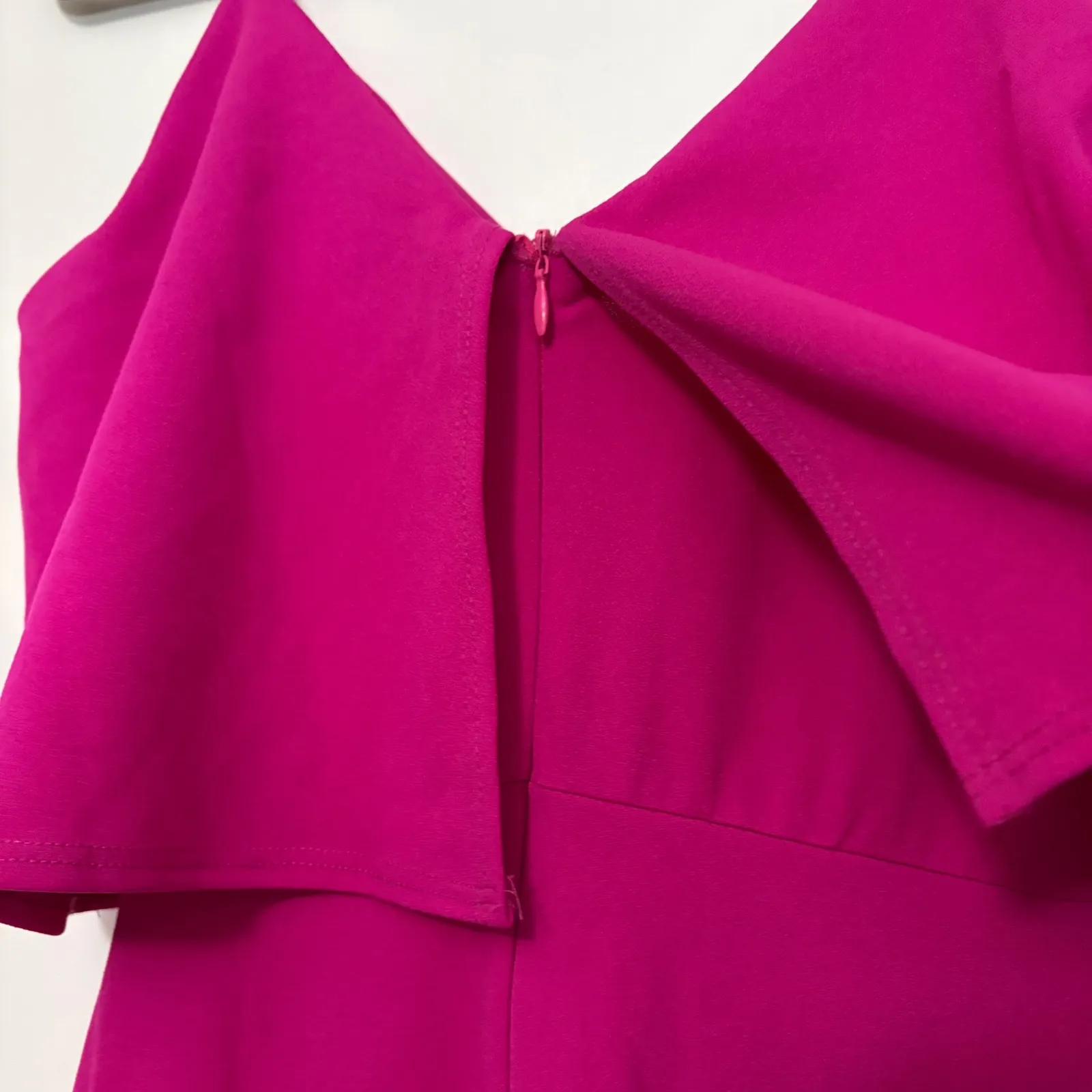 Lulus Women Magenta V Neck Ruffle Overlay Wide Leg Jumpsuit XS - Image 7