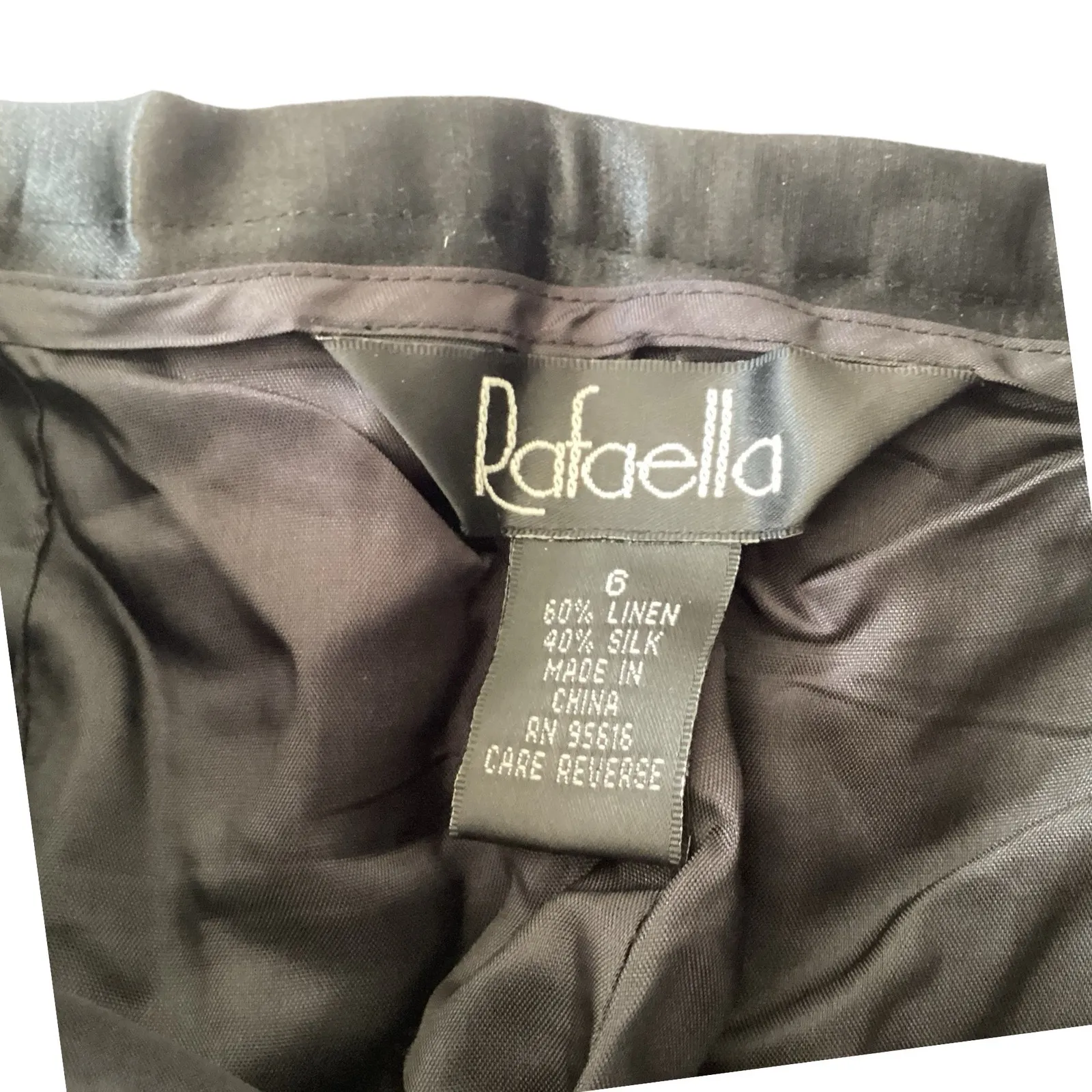 Vintage Rafaella Silk & Linen Dress Pant Black Size 6 - Image 3