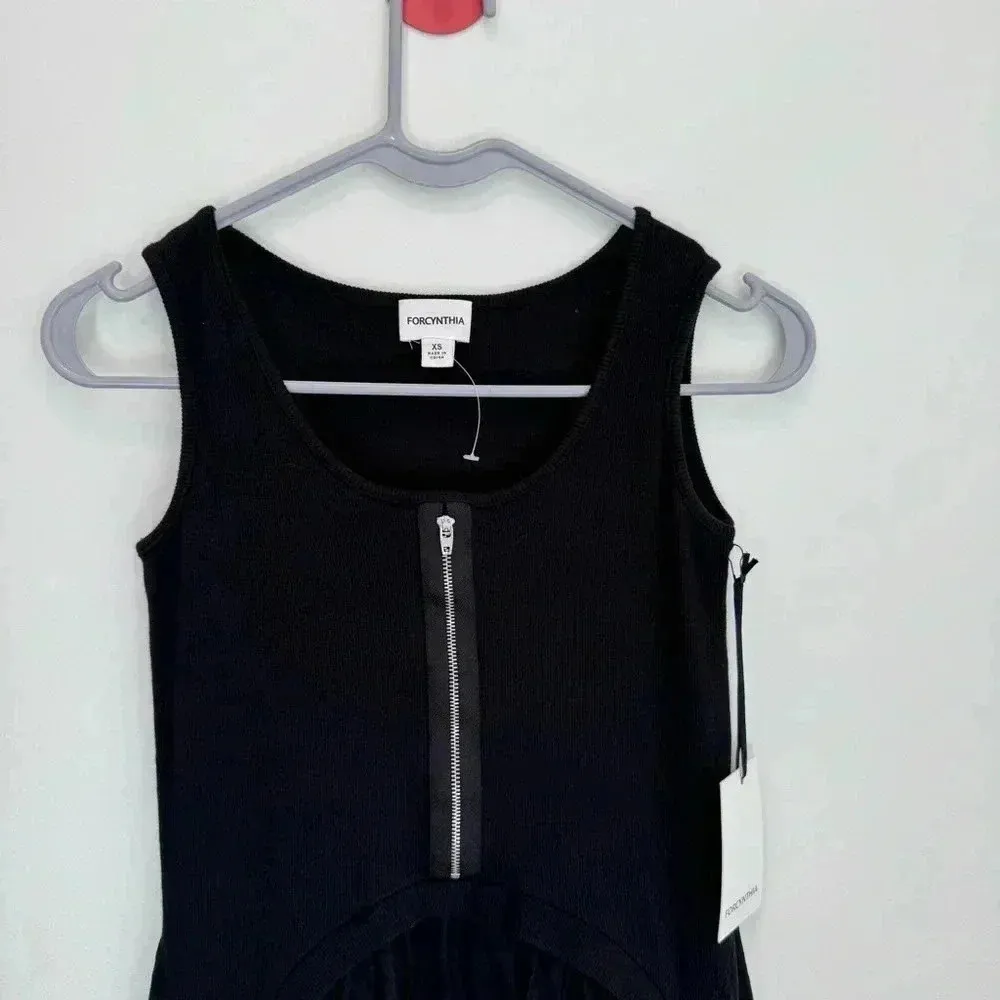 CYNTHIA ROWLEY BLACK LINEN FIT AND FLARE DRESS size‎ Xs - Image 4