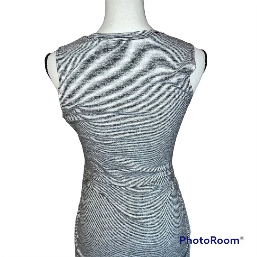 Athleta  Micro Striped Henley maxi dress ruched side XXS Stretch slit button down - Image 6