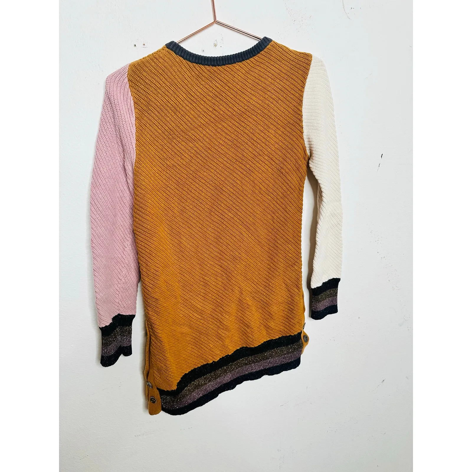 APIECE APART Orange 100% Cotton Almeria Side Button Side Sweater size Medium - Image 4