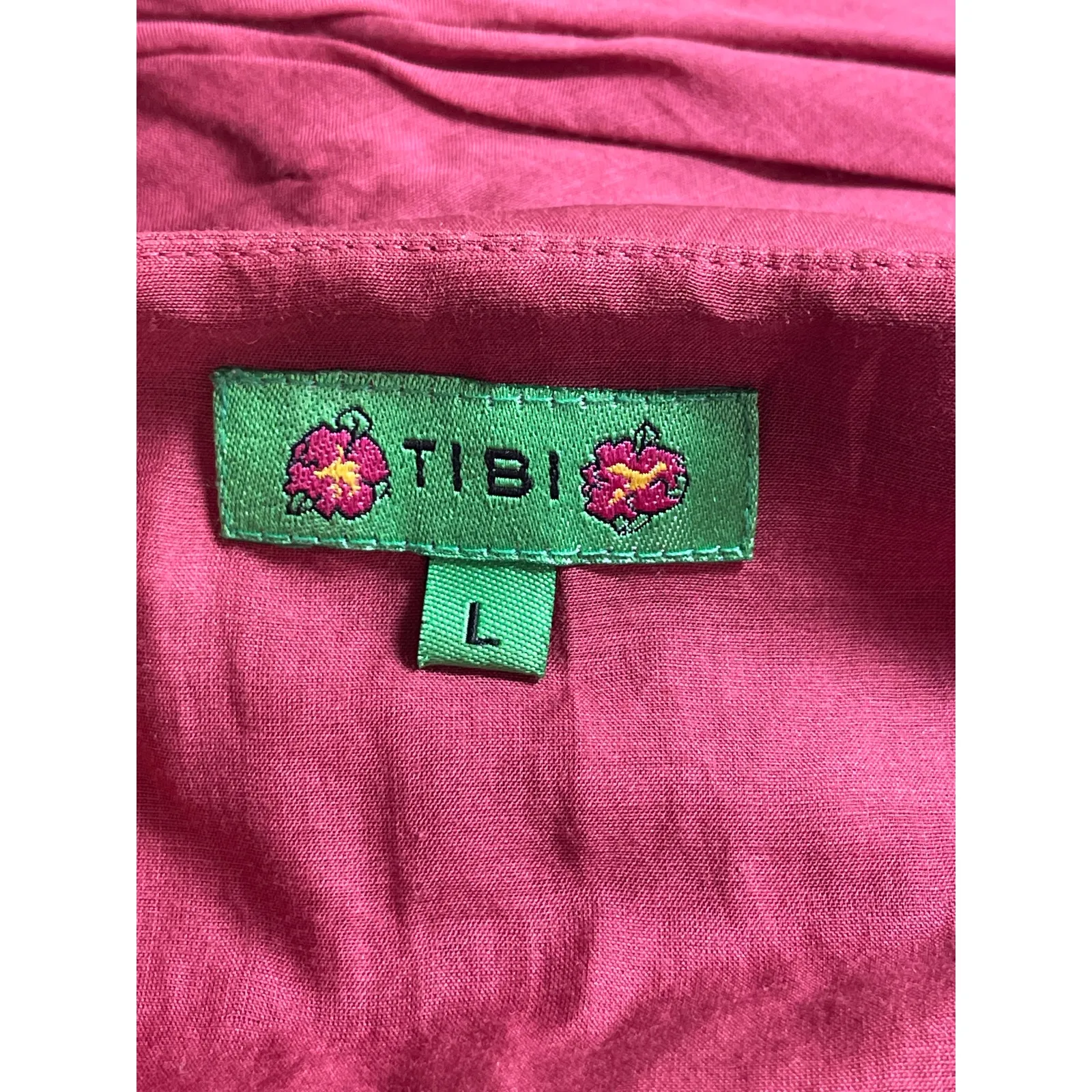 Tibi Women's Pink Silk Floral Embroidered Long Sleeve Peplum Blouse Top Size L - Image 4