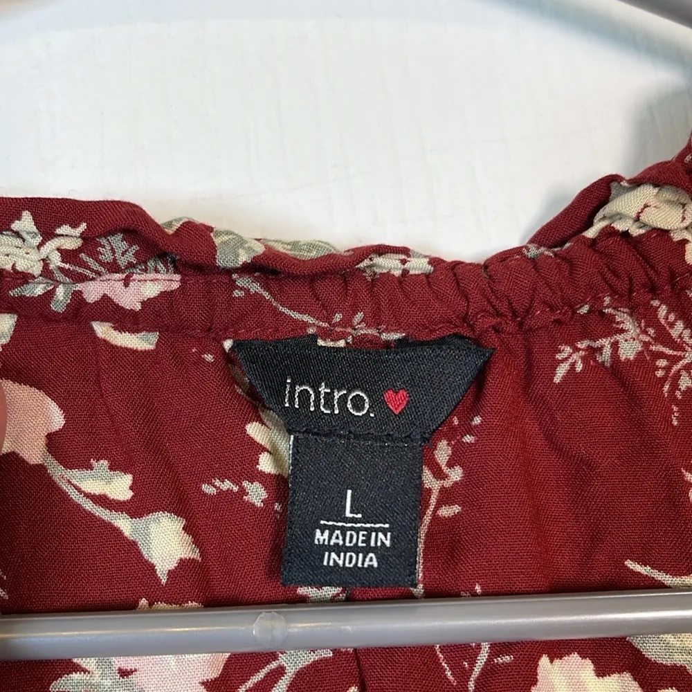 Intro Maroon Bohemian 3/4 Sleeve Button Down V - Image 6