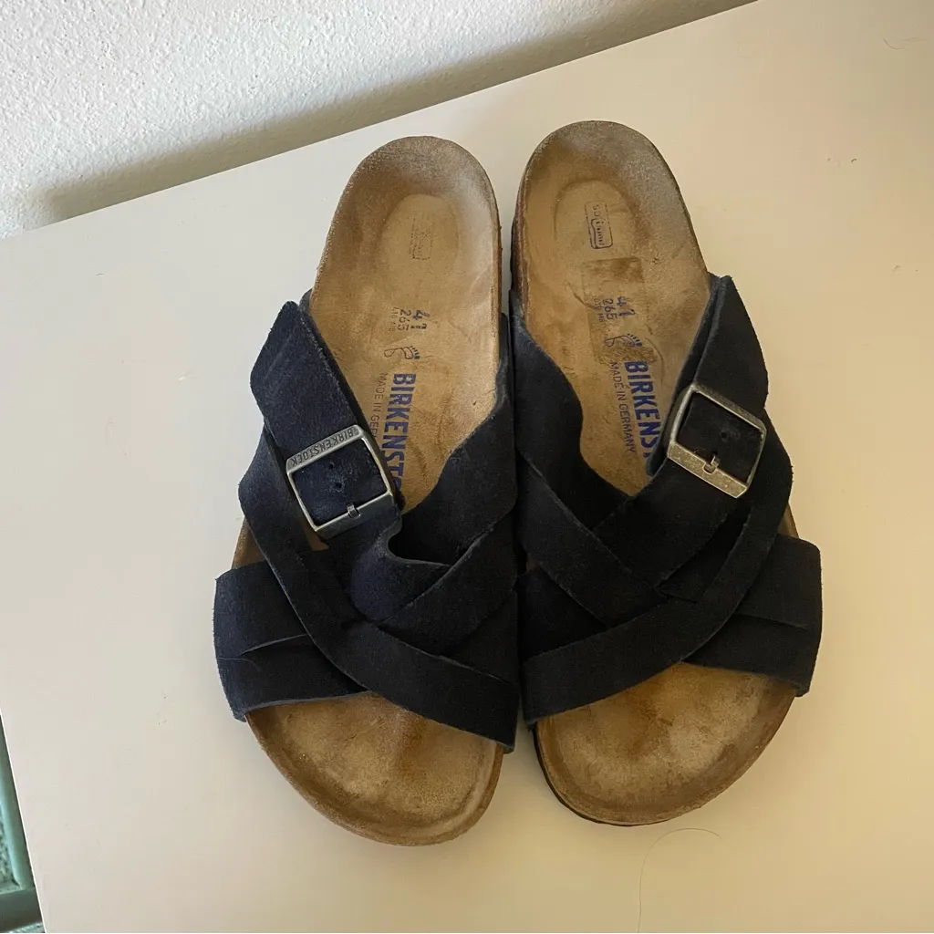 Birkenstock Lugano Soft Footbed Sandals in Midnight Blue Size 41 Women’s US 10 - Image 3