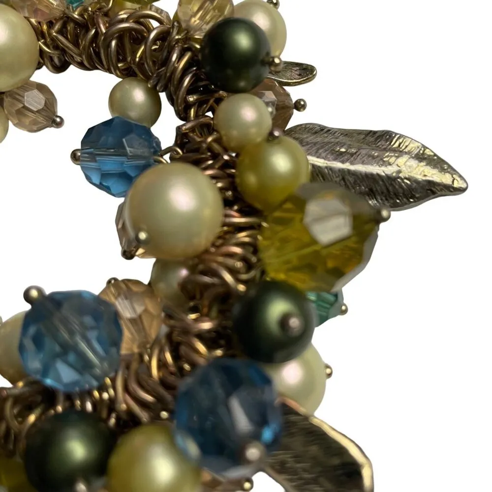 Beaded Bracelete Faux Pearl Gold Tone Leaves Retro Fashion u Jewelry Accessory S - Image 8