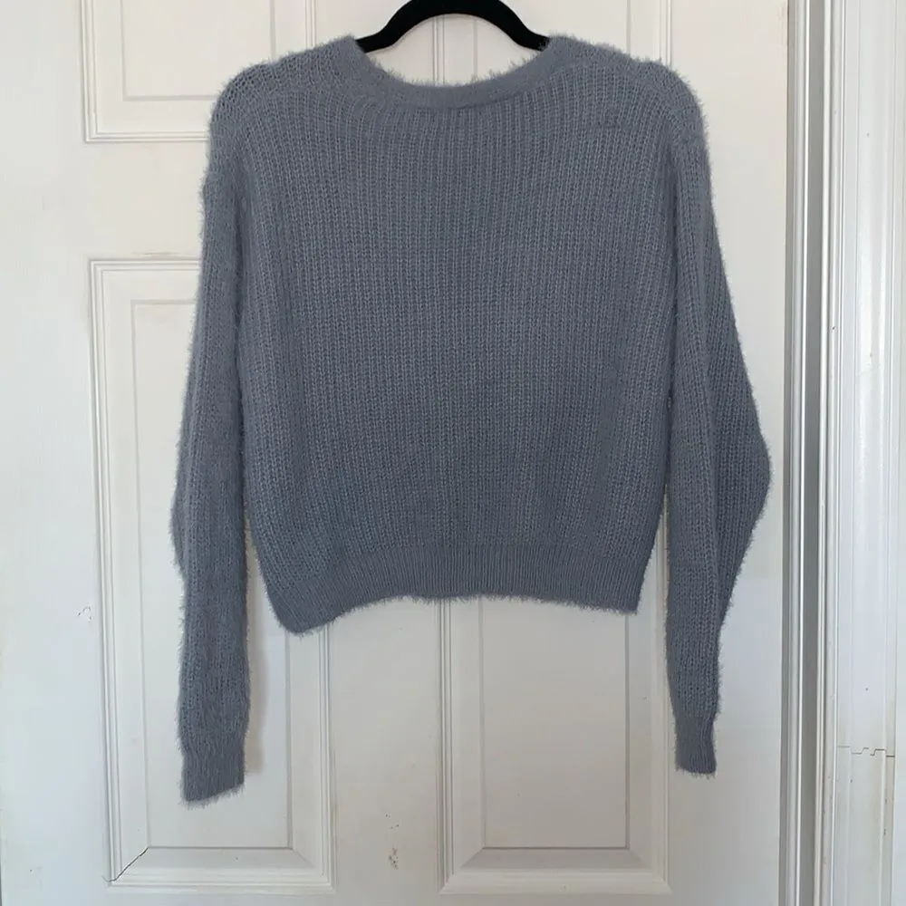 Nasty Gal What A Pearl Wants Blue Fuzzy Cardigan Size S - Image 2