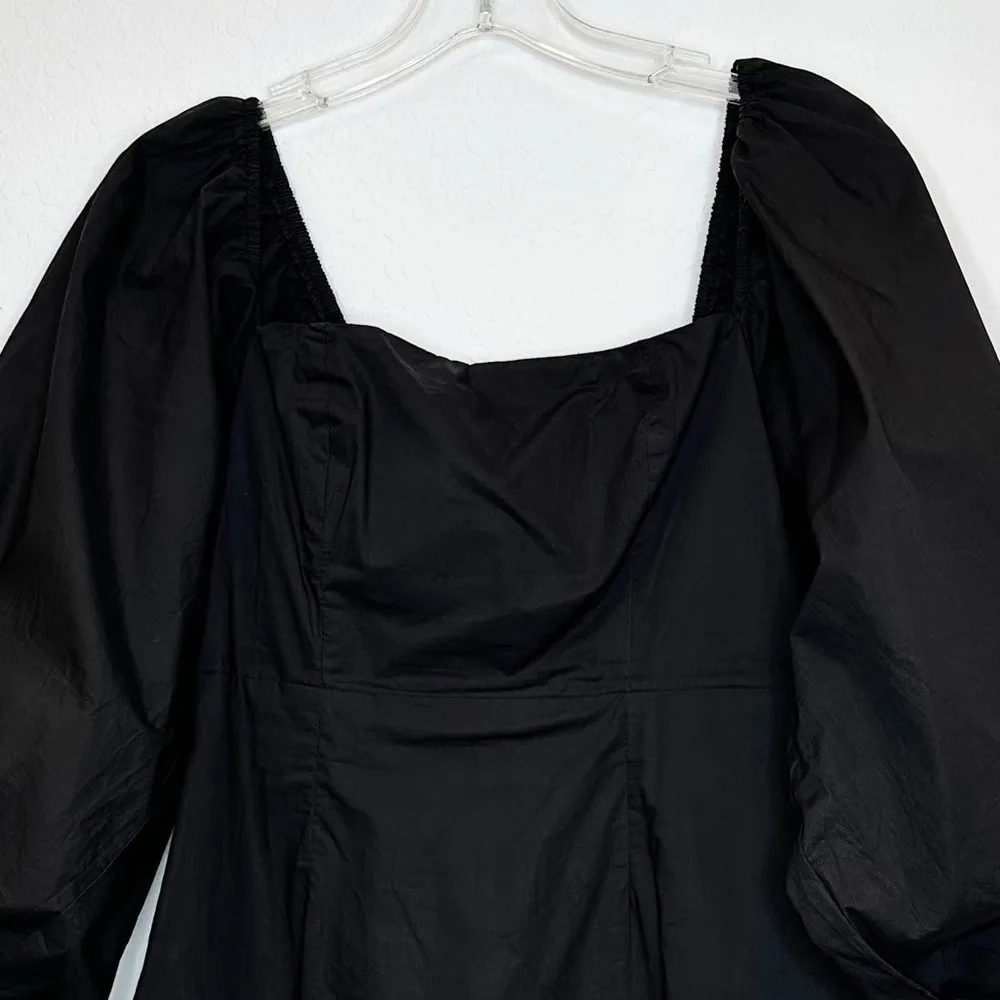 Tuckernuck Pomander Place Square Neck Chloe Mini Dress Black Puff Sleeves Small - Image 6