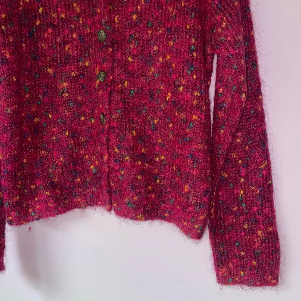 Savannah Size M Pink Mohair Cardigan Button Up Sweater Coastal Grandma Size M - Image 3