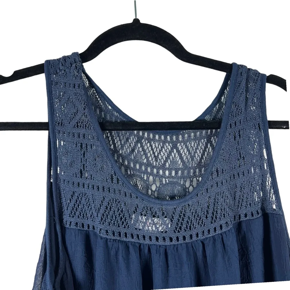 Liz Lange Maternity Navy Blue Crochet Flowy Gauzy Blouse Women's Size XXL - Image 6