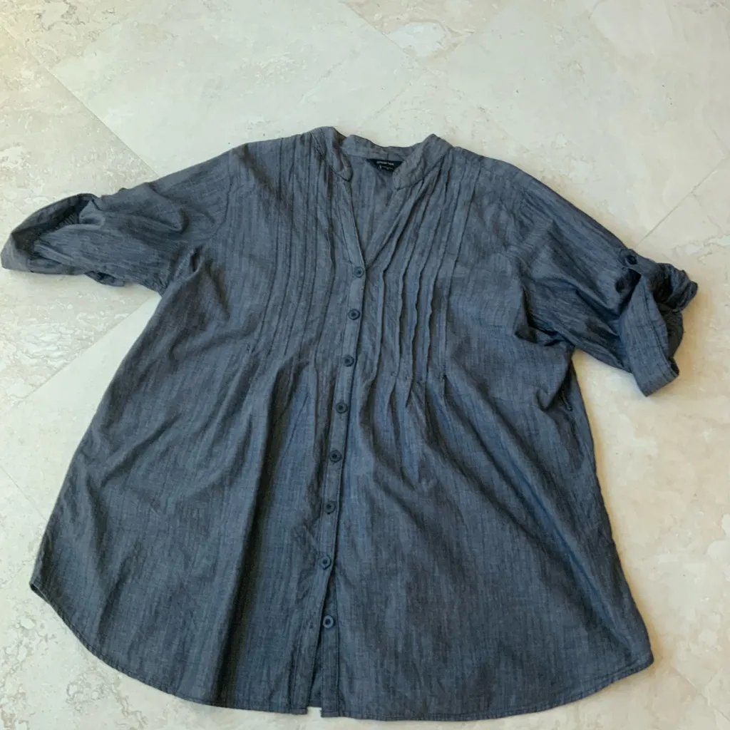 Paper Tee Chambray Boho Pintuck Tunic size 3X - Image 4