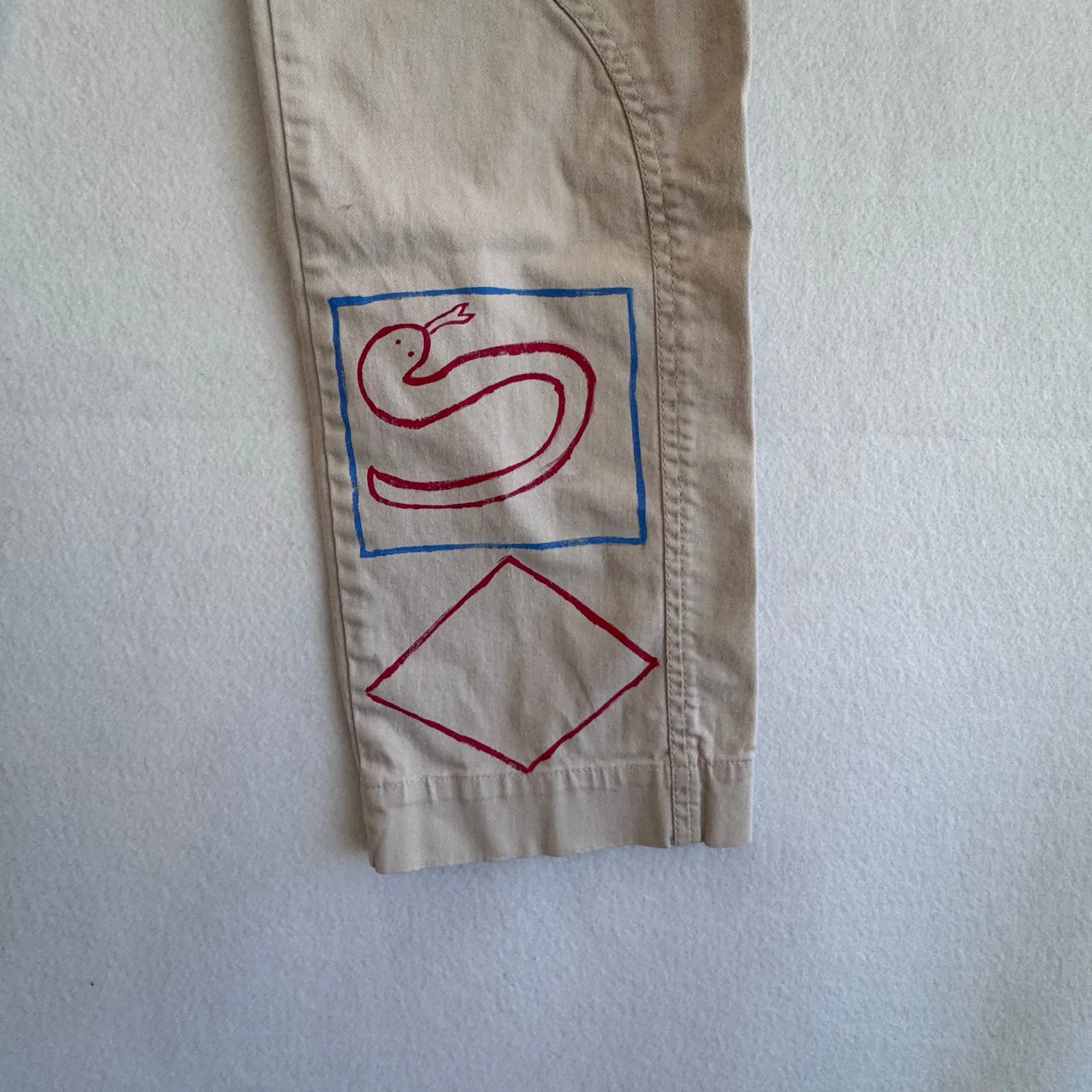 DIY Doodle Graphic Cargo Pants Beige Women’s Sz M Streetwear Y2K Indie Grunge - Image 7