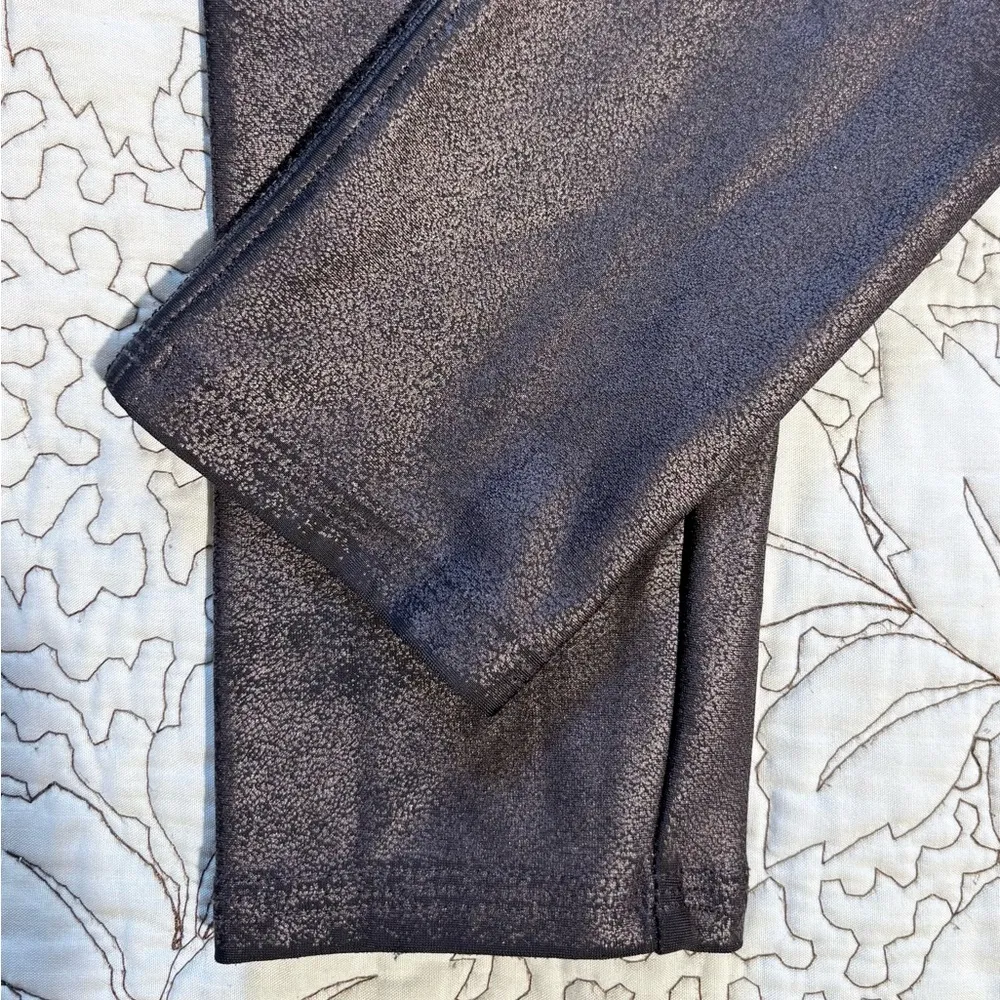 SPANXS Black Metallic Shimmer Tummy Control Smoothing Shaping  Leggings Sz M💚 - Image 5
