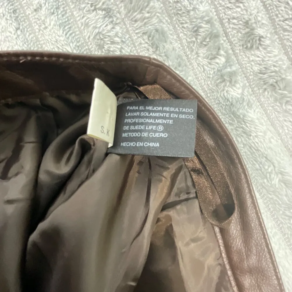 VTG Mixit Y2K Leather Pants Womens 8 High Rise‎ 28x31 Chocolate Brown Streetwear - Image 8