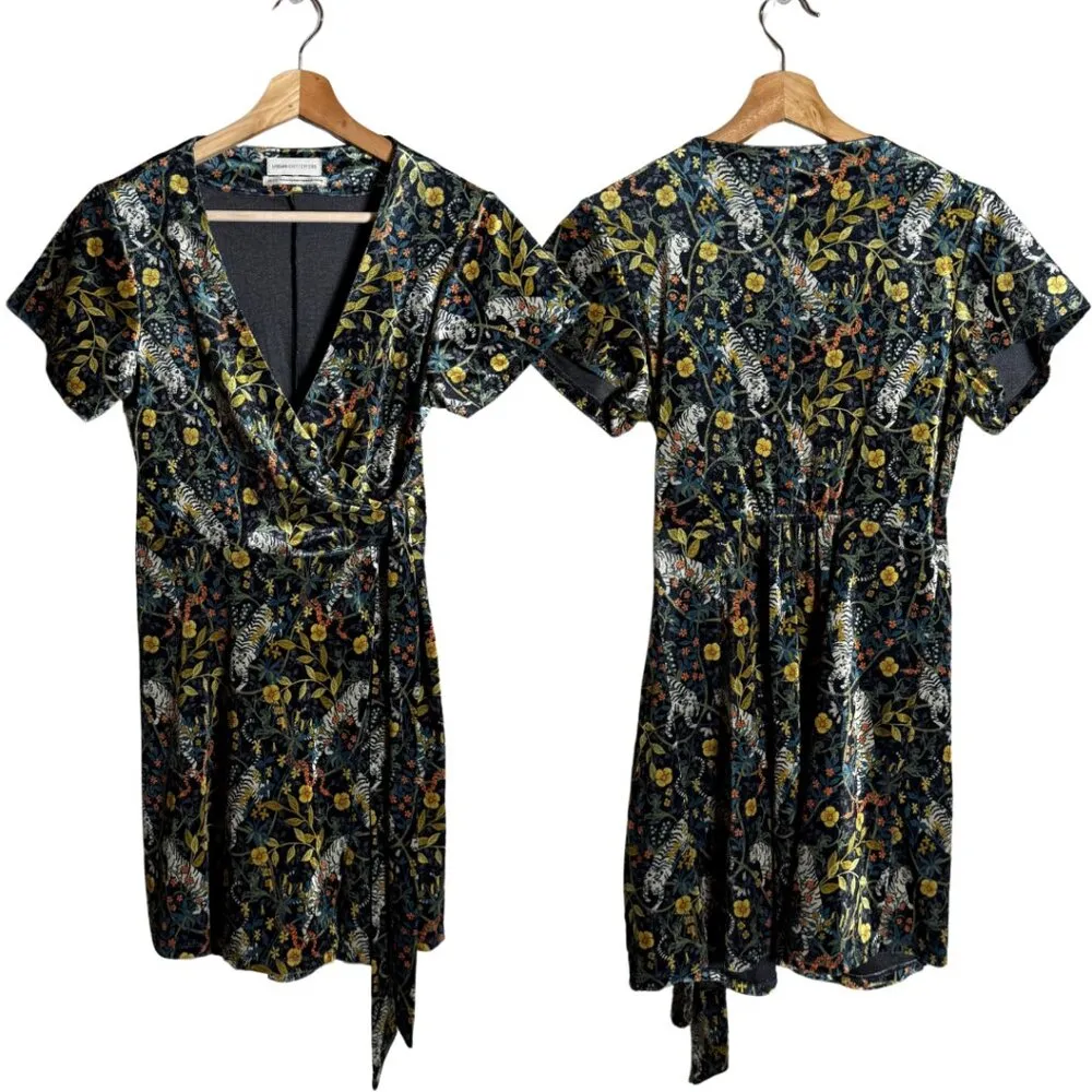 Urban Outfitters Tiger Snake Print Velvet Wrap Mini Dress Women's XS Multi NWOT - Image 3