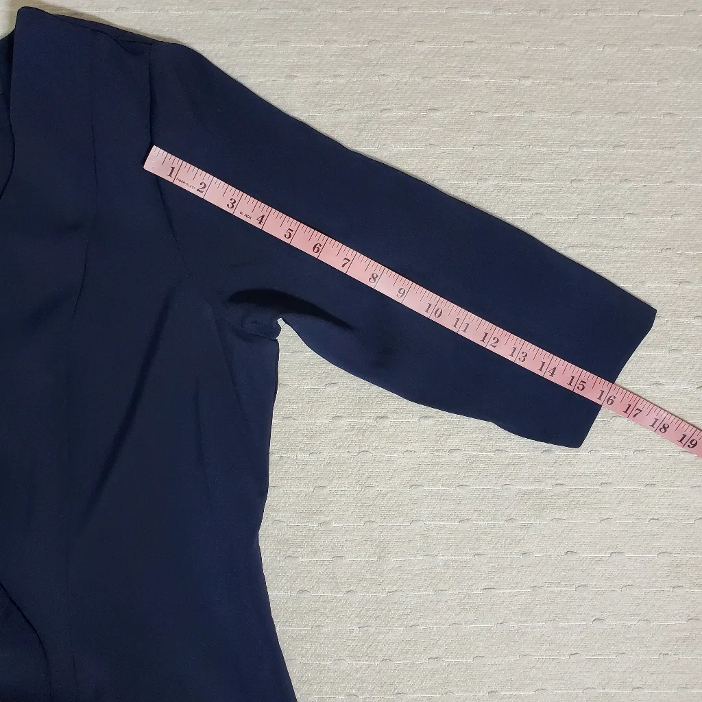 ELOQUII front cascading ruffle navy blue midi dress, Size 18 ‎ Dress  NEW - Image 4