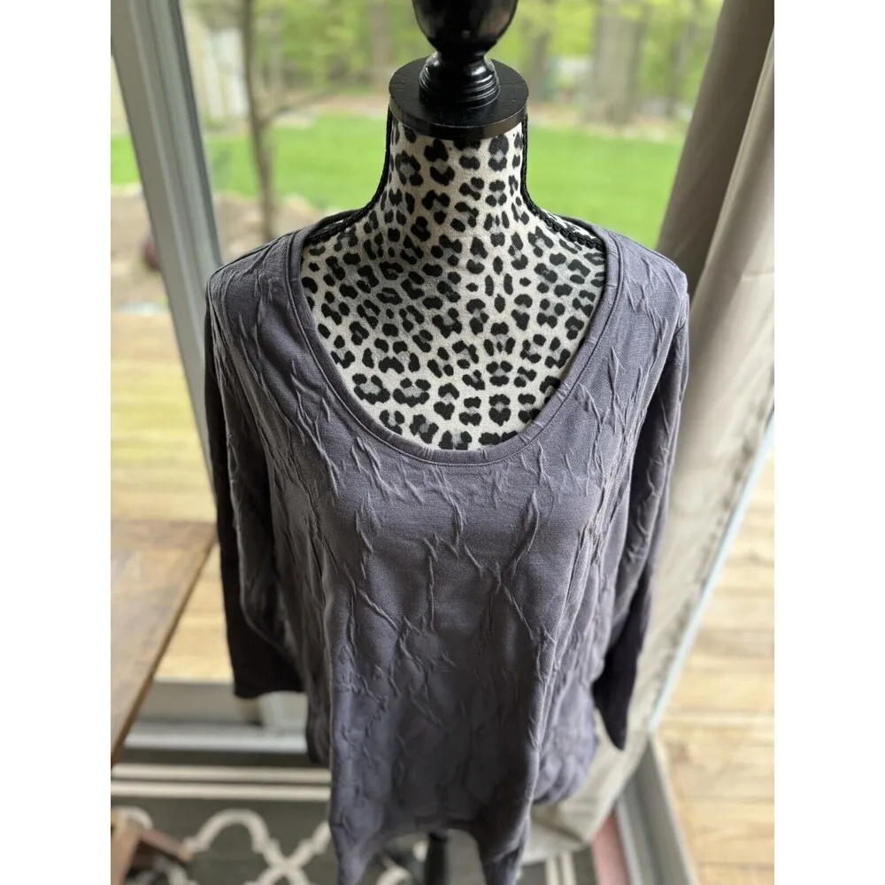 Simply Vera VERA WANG Long Sleeves TUNIC TOP Gray Sz 1X textured long sleeve - Image 2