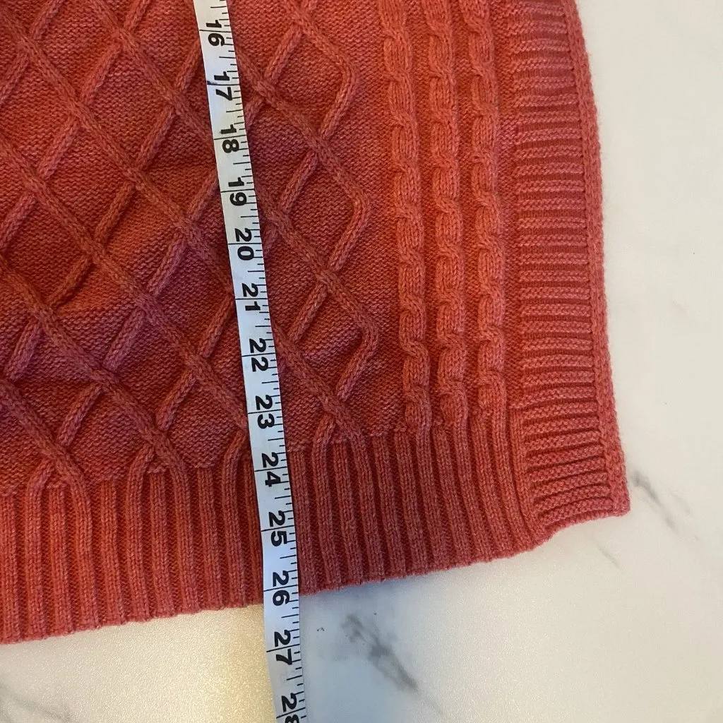 Mer Sea Sweater One Size Orange Paprika Lisbon Traveler Lattice Knit Boxy Preppy - Image 9
