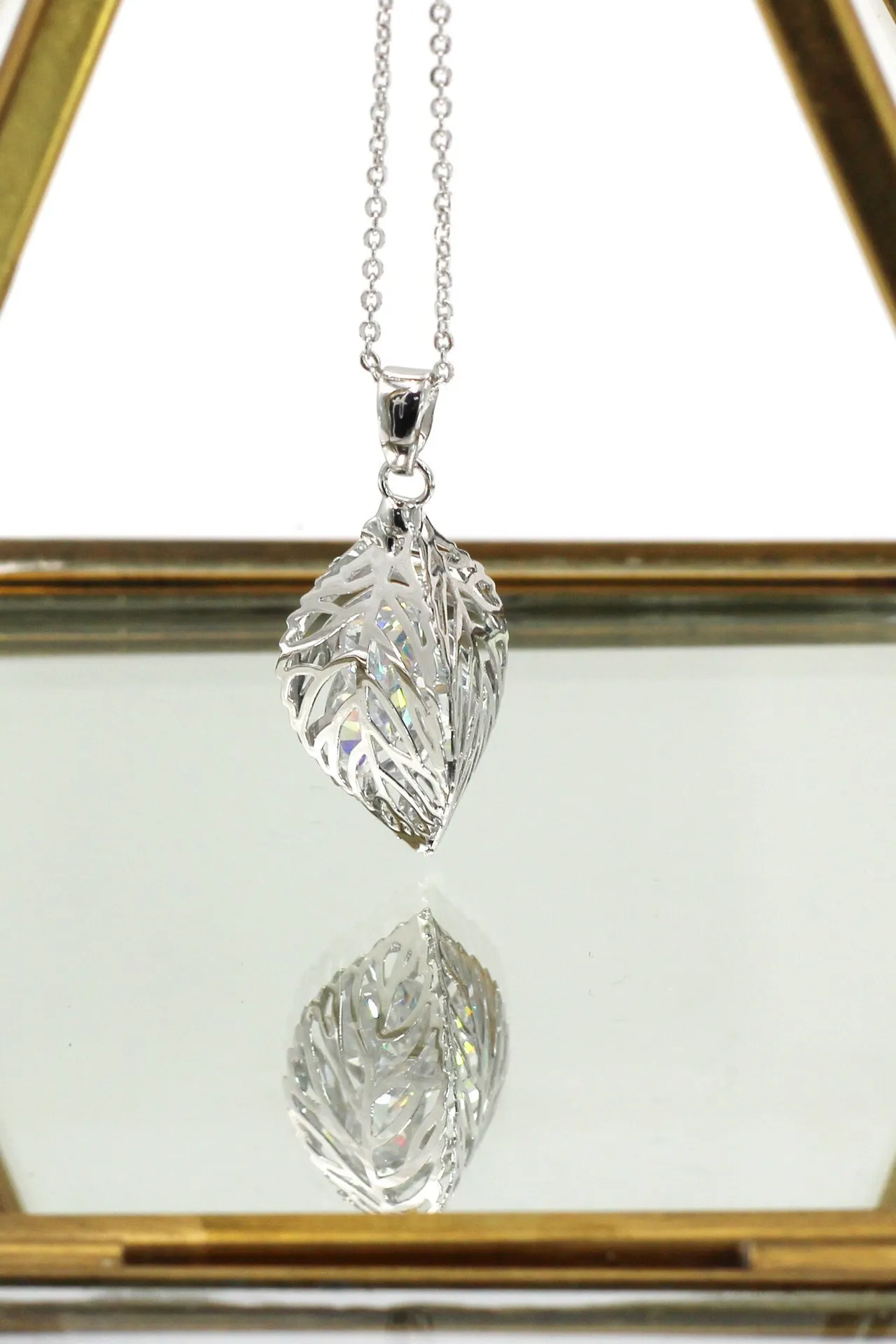 Lady foliage crystal set Silver - Image 5
