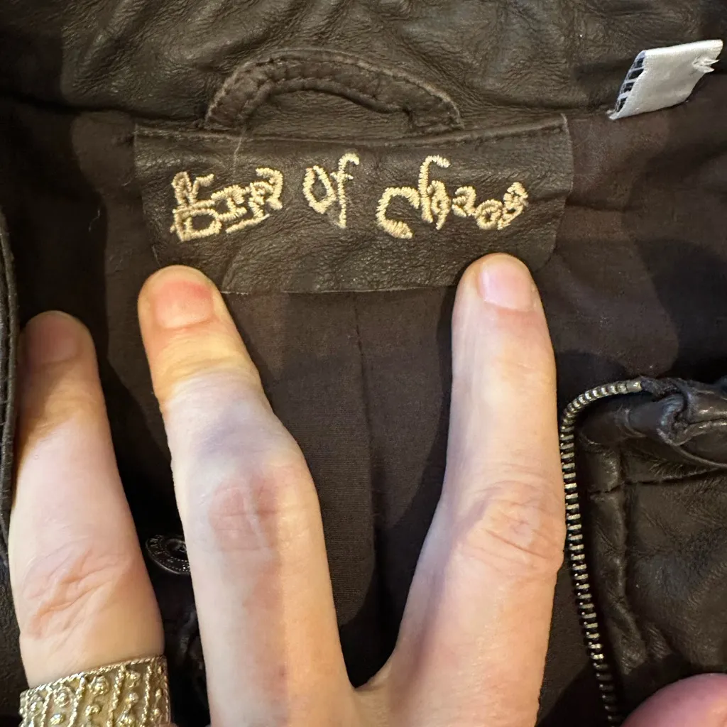 Era of Chaos Leather Moto Jacket | Vintage Style Brown Size 12 - Image 6