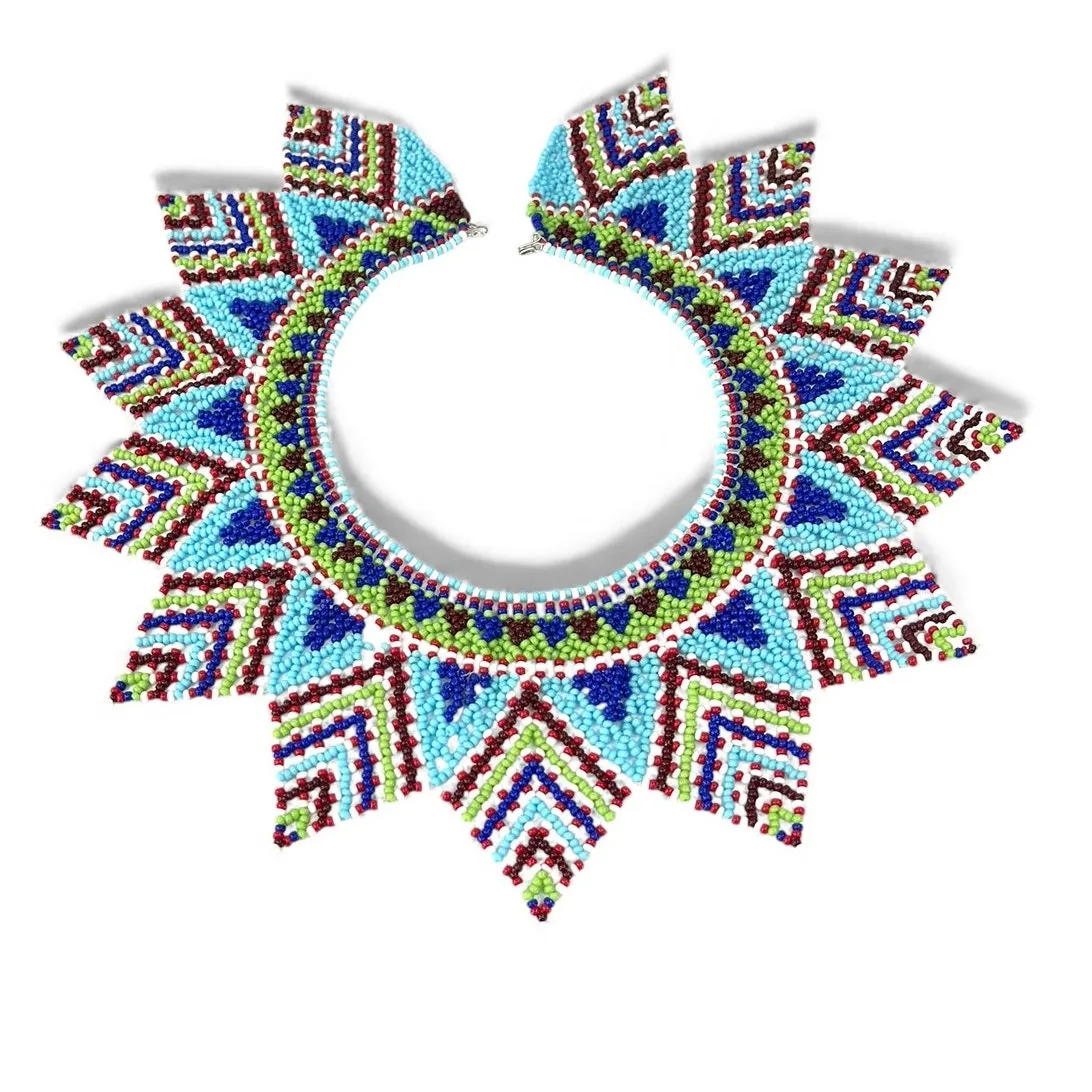 Artisan Handmade Huichol  Emberá Chami style beaded collar necklace Wearable Art - Image 5