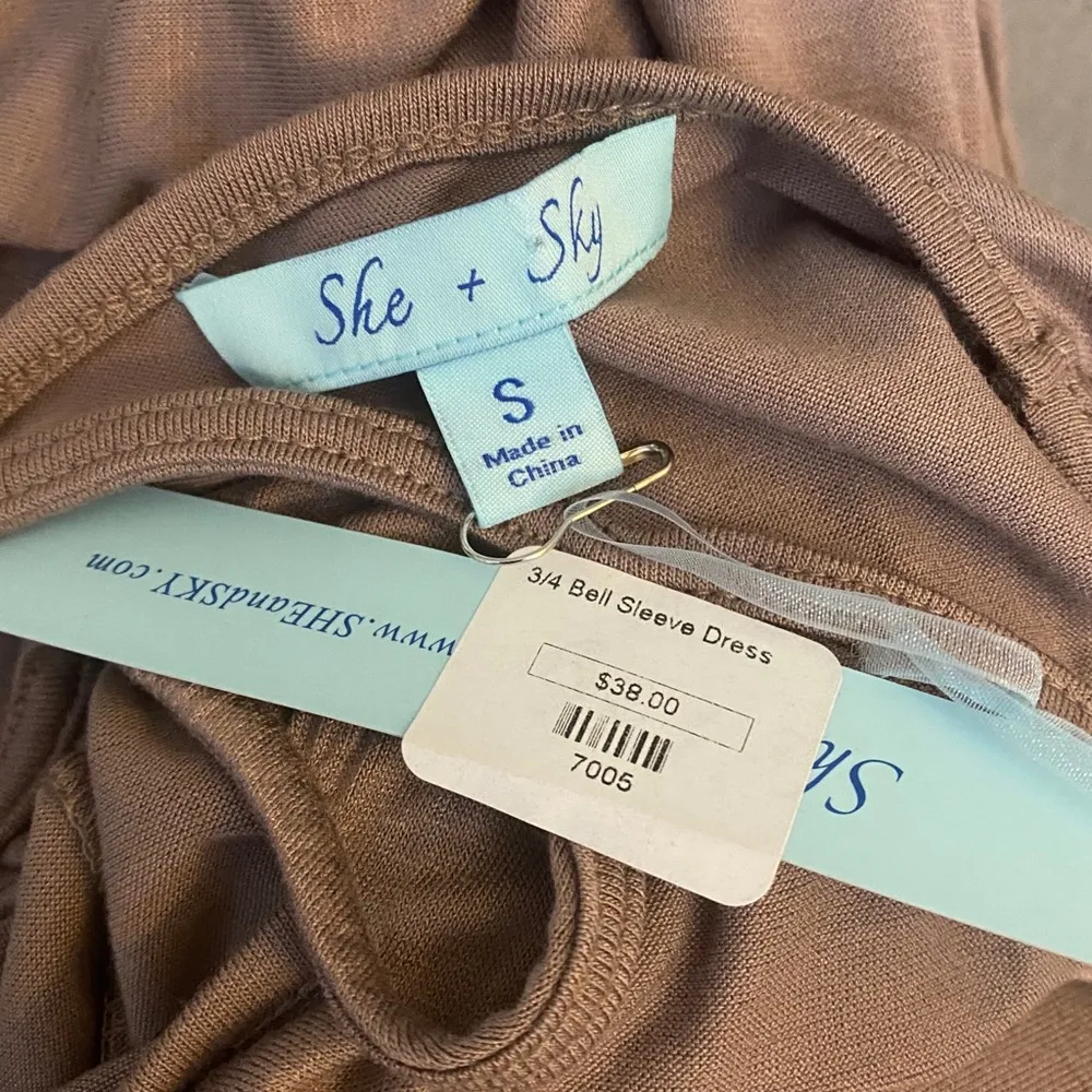 NWT SHE + SKY 3/4 Bell Sleeve Dress - Image 3