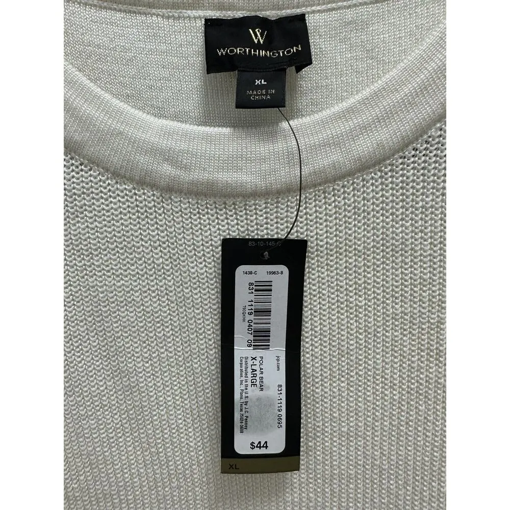 Tunic Sweater Sleeveless Open Knit Ivory Crewneck Size XL Worthington JcPenney - Image 3
