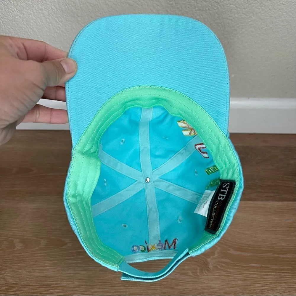 CANCUN Mexico Women’s Embroidered Adjustable Hat Blue - Image 7