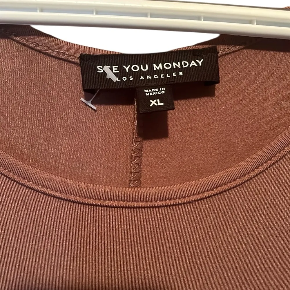 See you Monday Elegant Brown Sleeveless Dress side sequins maxi size XL - Image 3