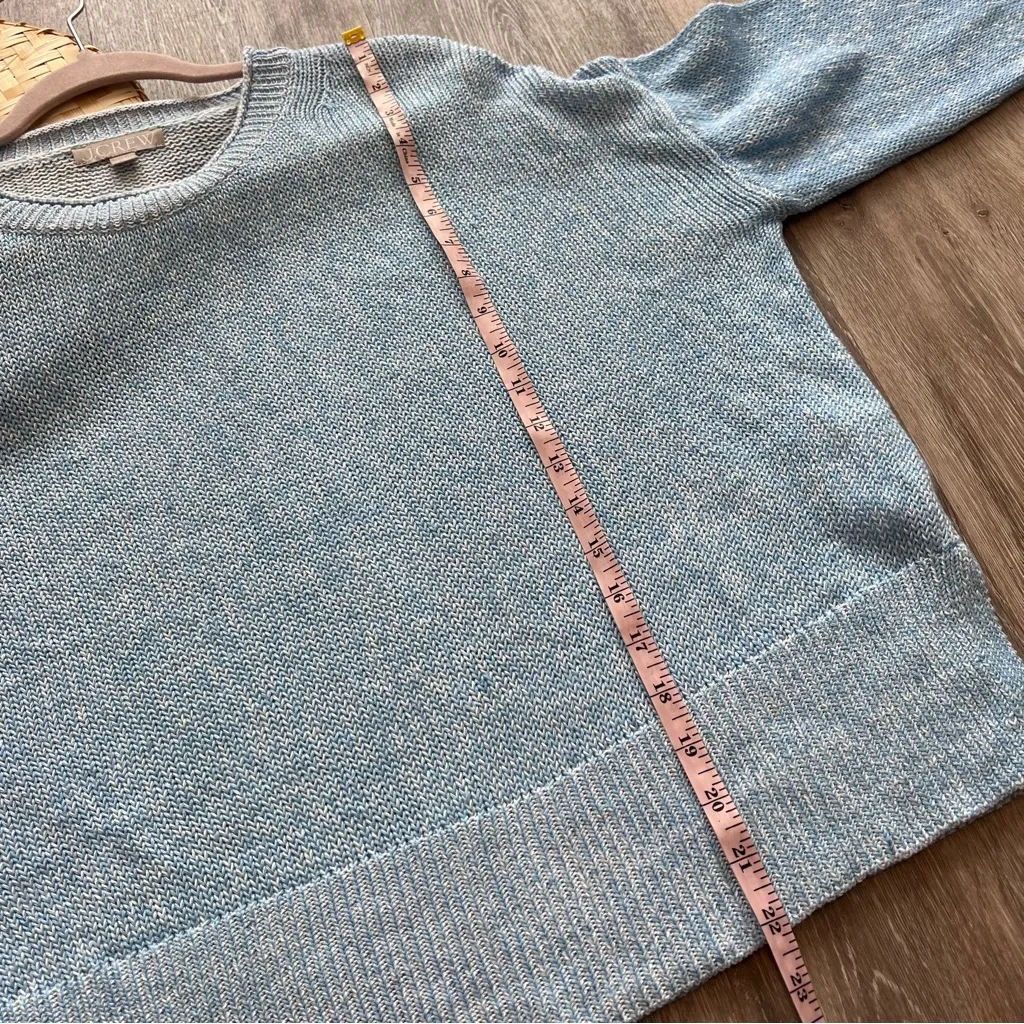 J. Crew cotton linen blend beach‎ sweater light blue - Image 4