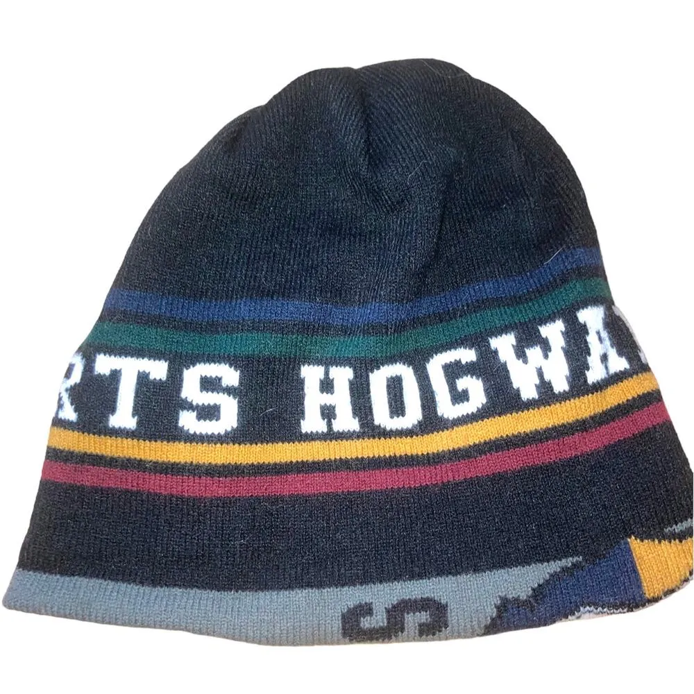 Officially Licensed Harry Potter Hogwarts Reversible Knit Black Gray Beanie-OS - Image 10