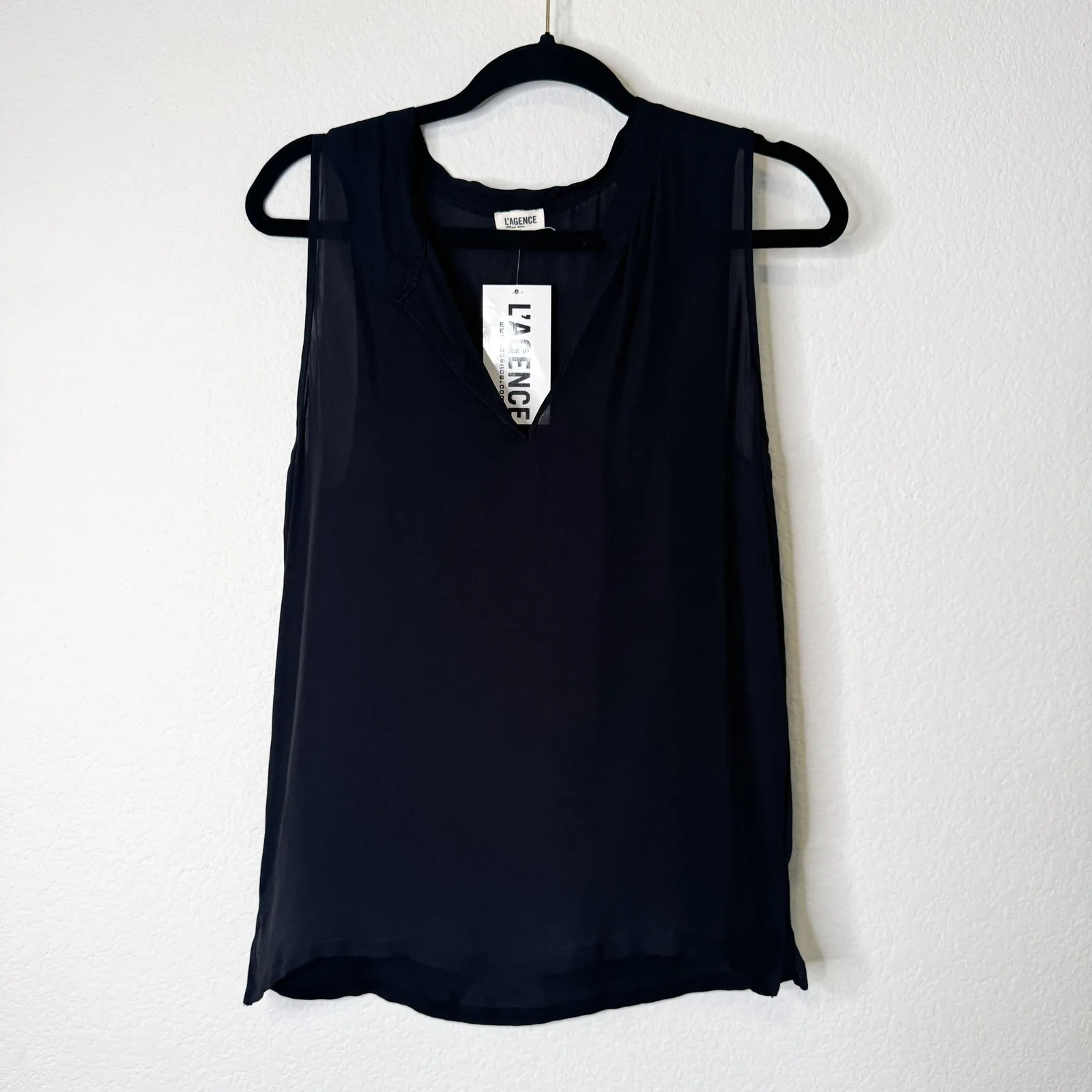 L'agence Black Chiffon Sleeveless Top - Image 3