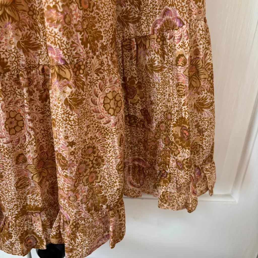 ULLA JOHNSON Verity Skirt Meadow Floral Print Ruffle Tiered Midi Skirt Size 0 XS - Image 8