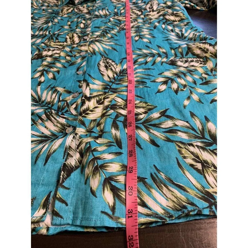 C&C California Linen‎ Shirt Women's Roll Tab Floral Colorful Tunic Coastal Boho - Image 13