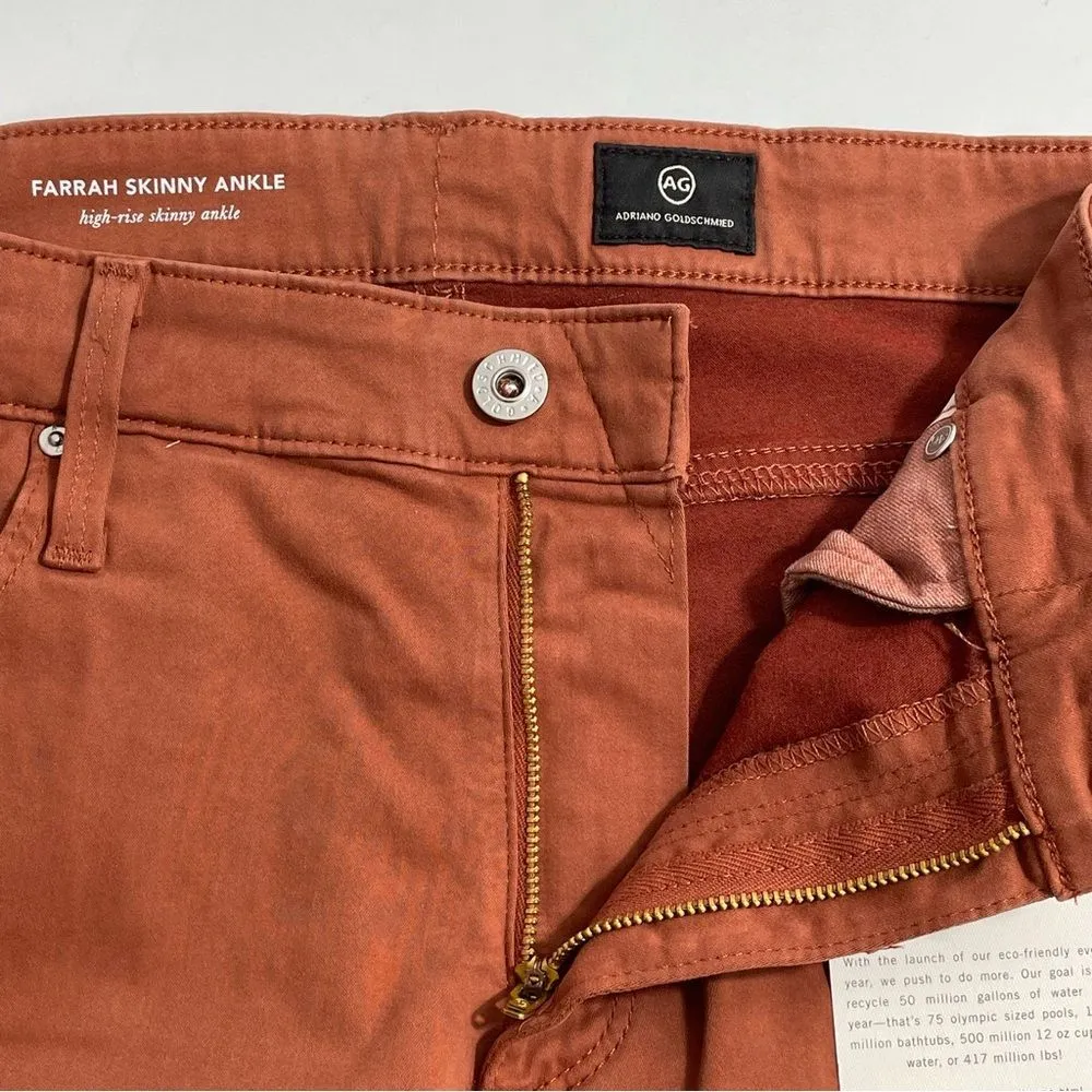 NWT AG Adriano Goldschmied Farrah High-Rise Skinny Ankle Jeans Size 32 Rust Pant - Image 5