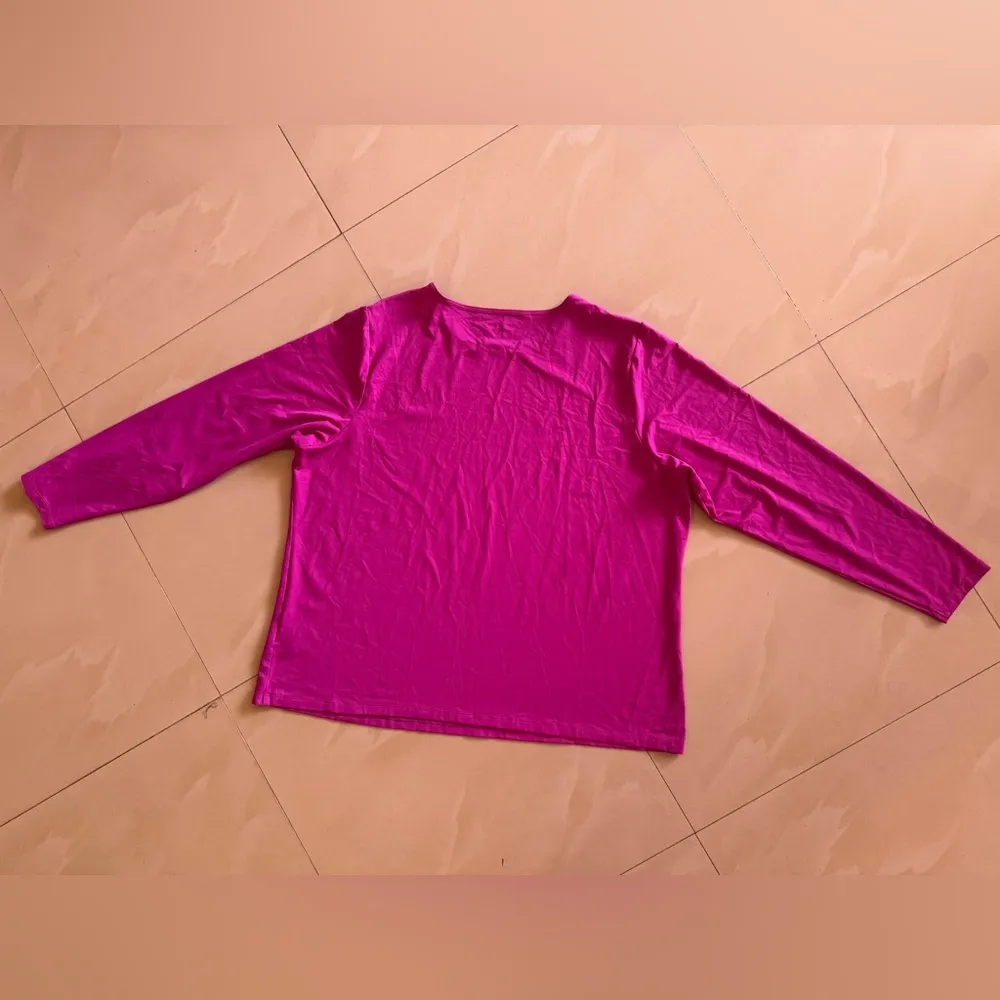 Lands' End Red Fitted Long Sleeve Blouse - Image 2