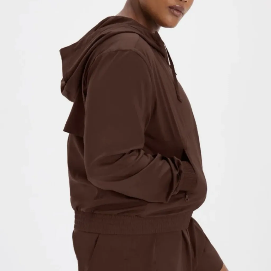 Girlfriend Collective Peregrine Windbreaker in Cocoa Brown Size Medium Zip Up - Image 15