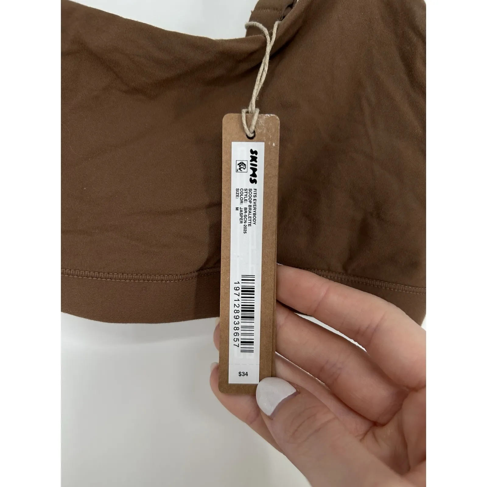 Skims Fits Everybody Scoop Bralette Jasper Brown Kim Kardashian Adjustable Medium - Image 3