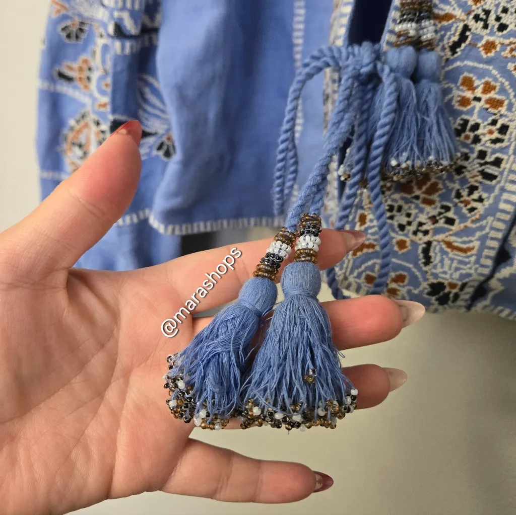 Veronica Beard  Rivoli Embroidered Tassel Tie Cropped Jacket - Image 6