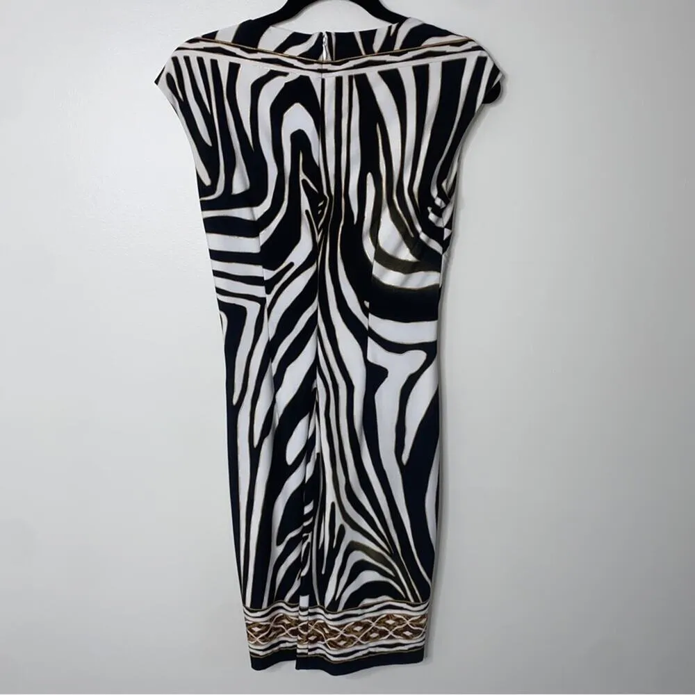 Vintage 90s y2k Cache Animal Zebra Print Sleeveless V-neck Mob Wife Mini Dress 4 - Image 6
