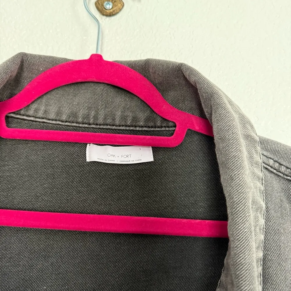 Oak + Fort Cropped Raw Hem Oversized Black Jacket Small Gray - Image 3